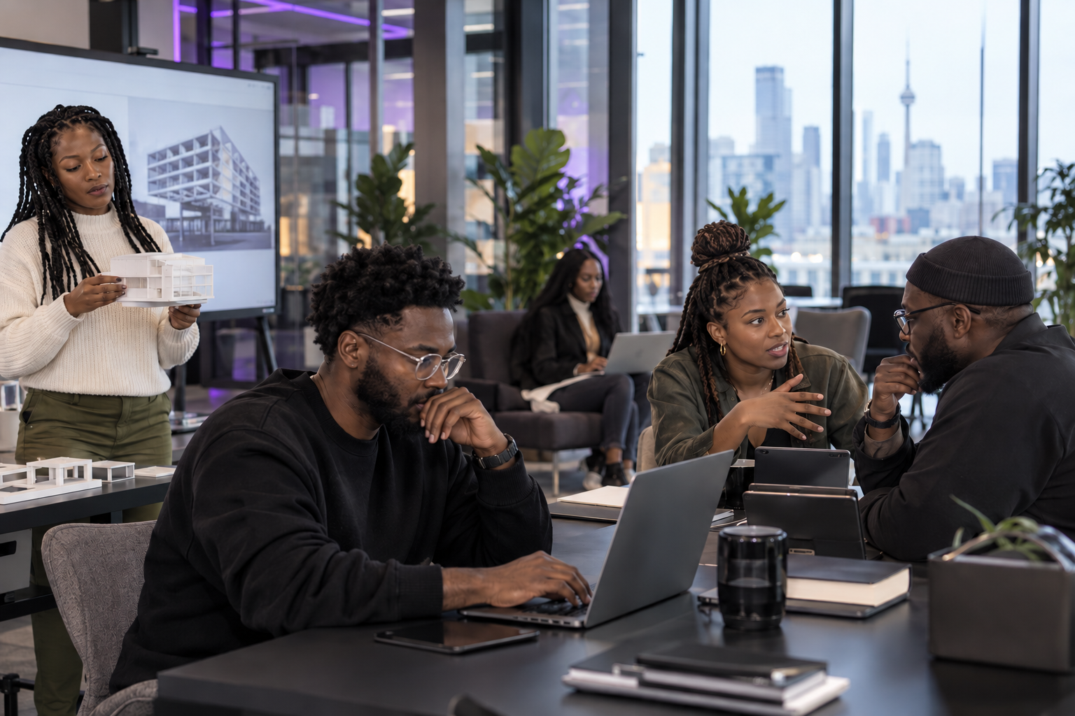 Diverse professionals participating in a community event